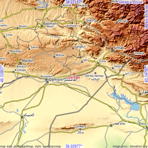 Topographic map of Serkan