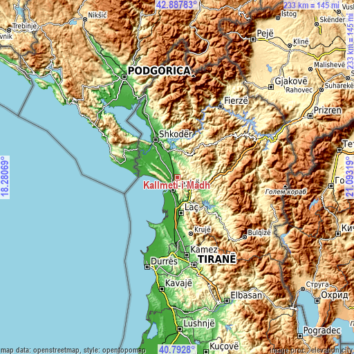 Topographic map of Kallmeti i Madh