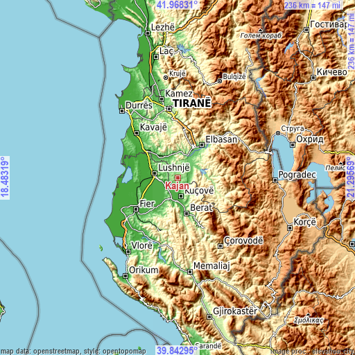 Topographic map of Kajan