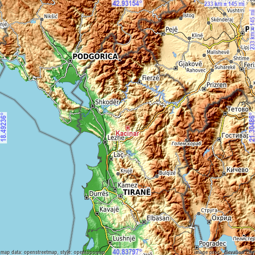 Topographic map of Kaçinar