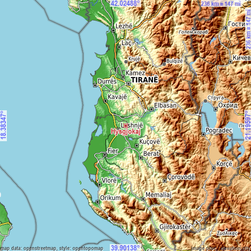 Topographic map of Hysgjokaj