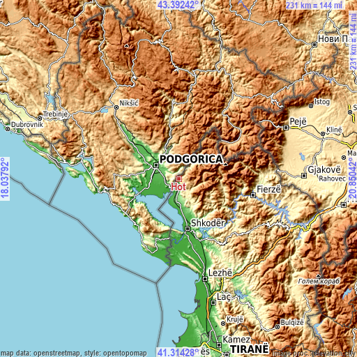 Topographic map of Hot