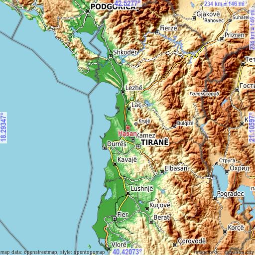 Topographic map of Hasan