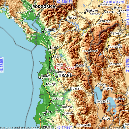 Topographic map of Gurra e Vogël