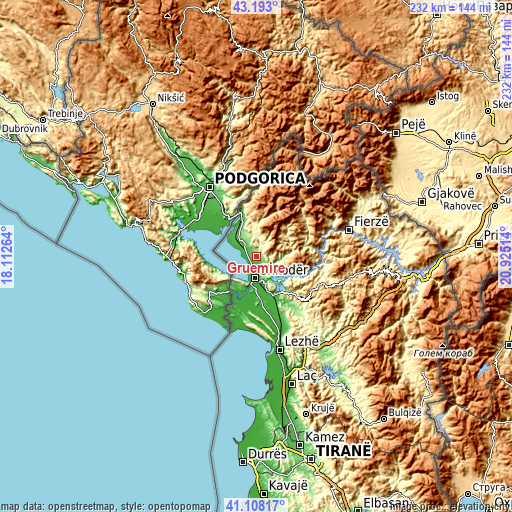 Topographic map of Gruemirë