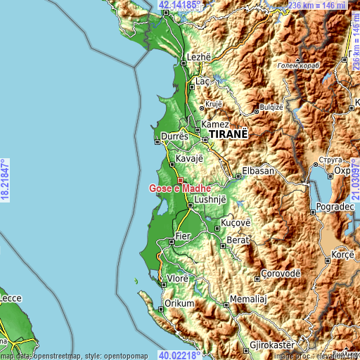 Topographic map of Gosë e Madhe