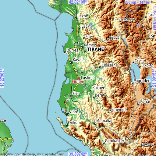 Topographic map of Golem