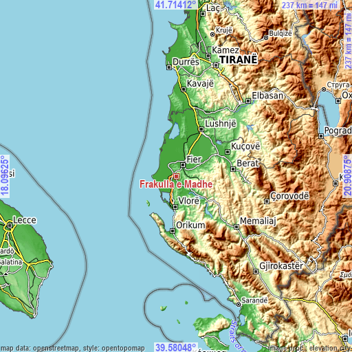 Topographic map of Frakulla e Madhe