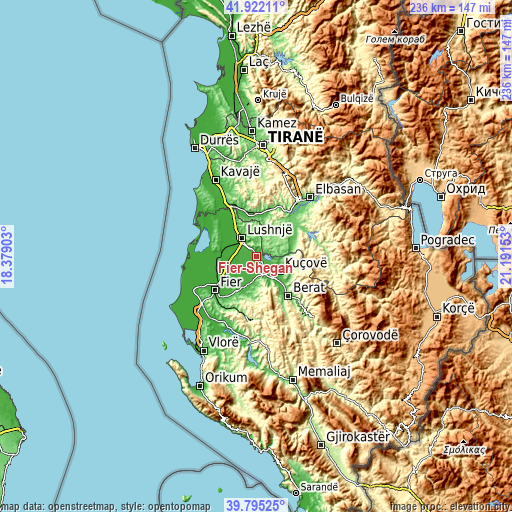 Topographic map of Fier-Shegan