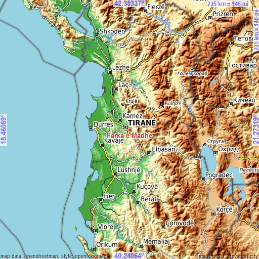 Topographic map of Farka e Madhe