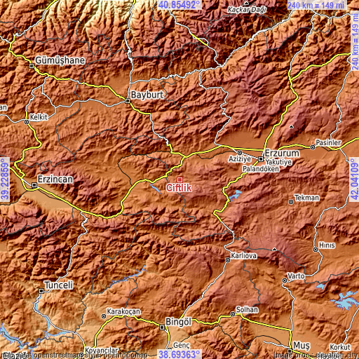 Topographic map of Çiftlik