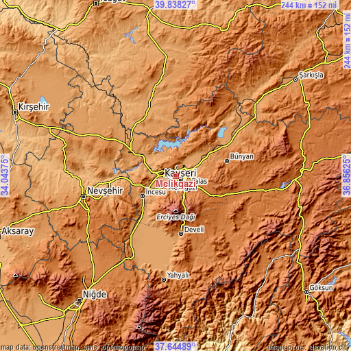 Topographic map of Melikgazi