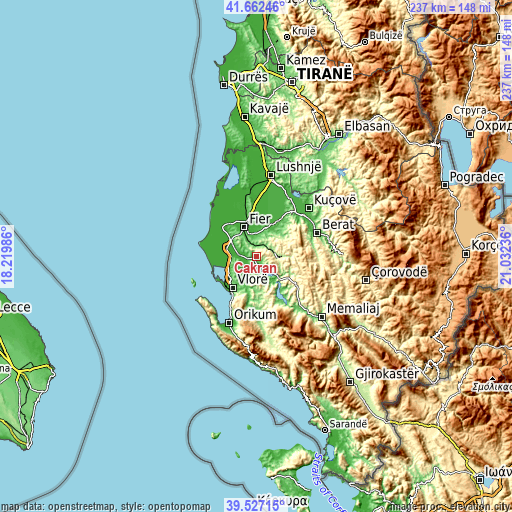 Topographic map of Cakran