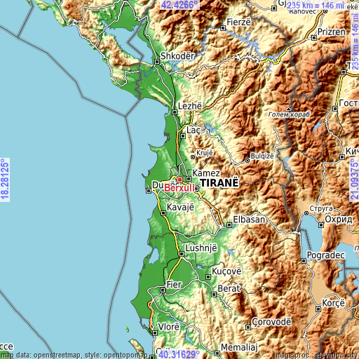 Topographic map of Bërxull