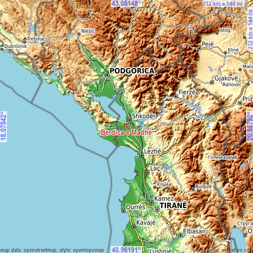 Topographic map of Bërdica e Madhe