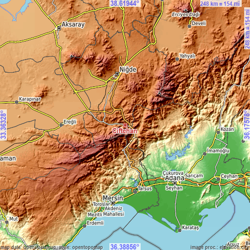 Topographic map of Çiftehan