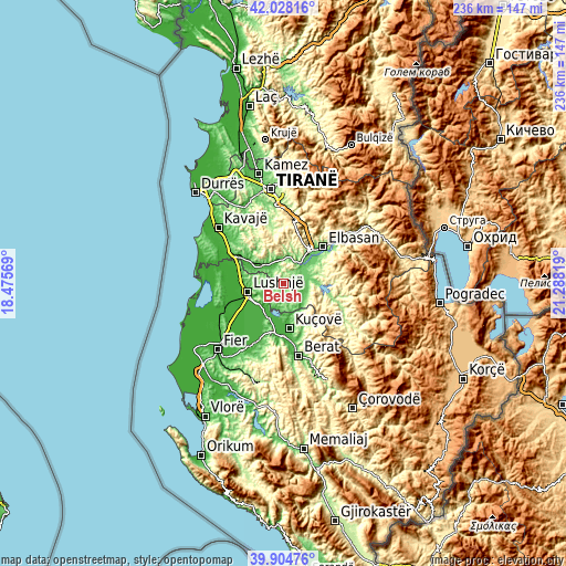 Topographic map of Belsh