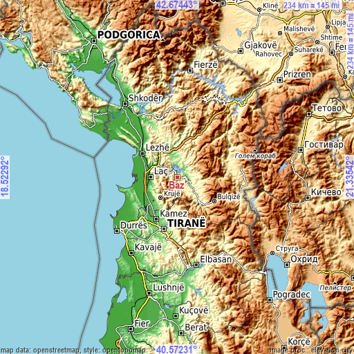 Topographic map of Baz