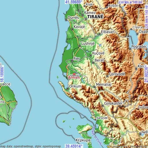 Topographic map of Armen