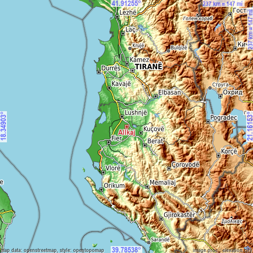 Topographic map of Allkaj