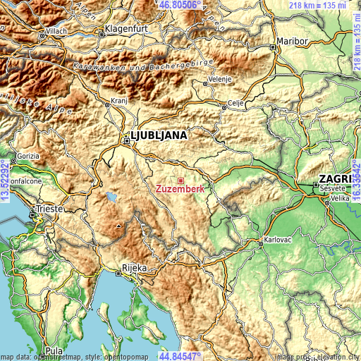 Topographic map of Žužemberk