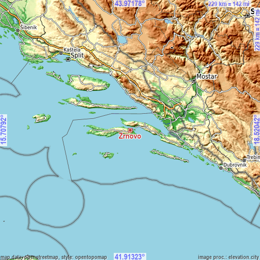 Topographic map of Žrnovo