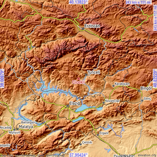 Topographic map of Çiçekli