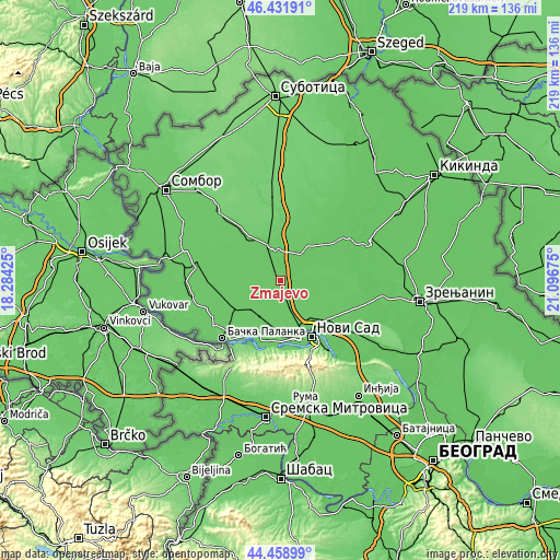 Topographic map of Zmajevo