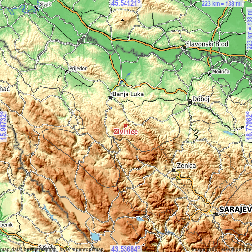 Topographic map of Živinice