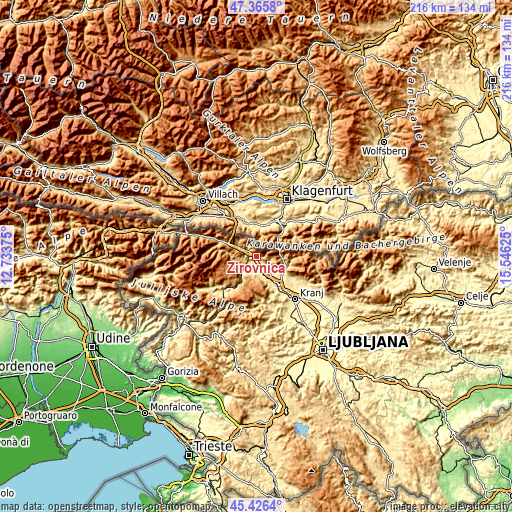 Topographic map of Žirovnica