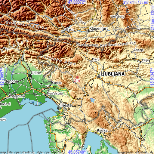 Topographic map of Žiri