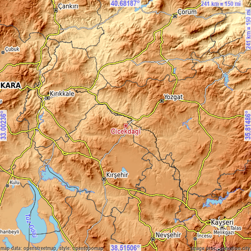 Topographic map of Çiçekdağı