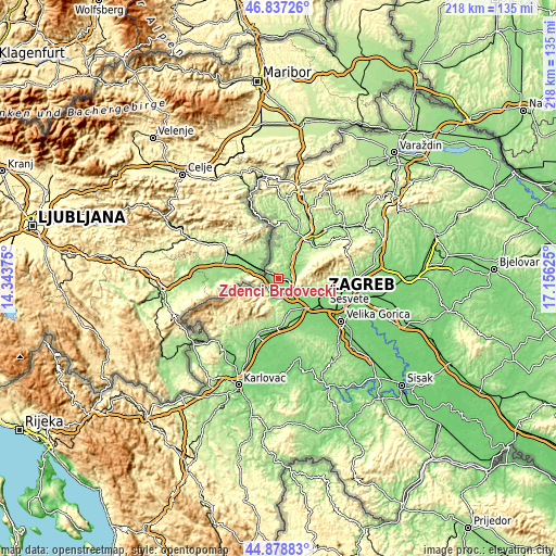 Topographic map of Zdenci Brdovečki