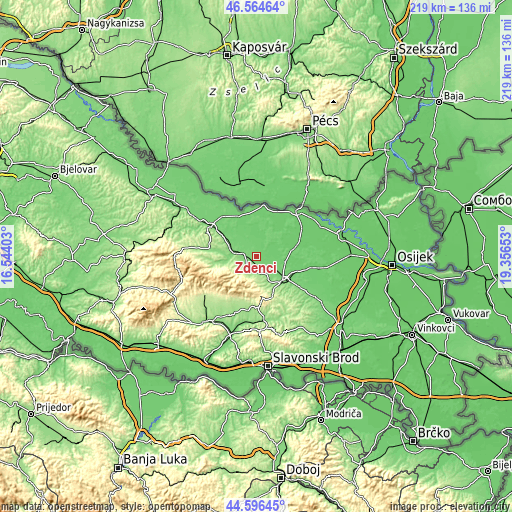 Topographic map of Zdenci