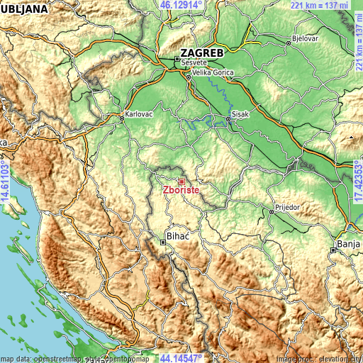 Topographic map of Zborište