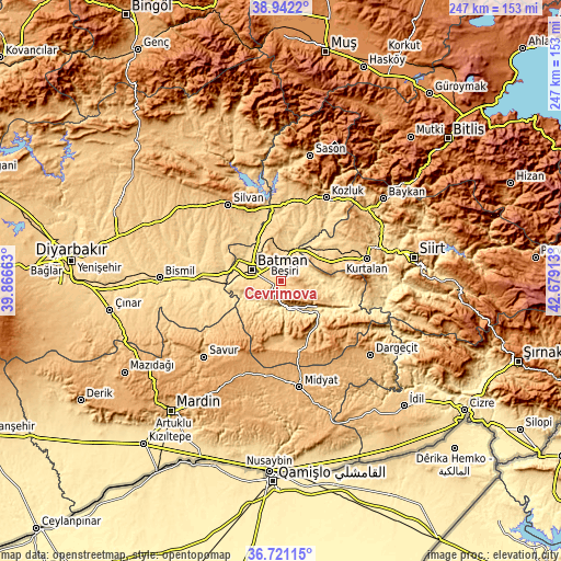 Topographic map of Çevrimova
