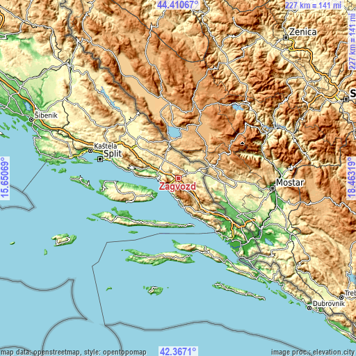 Topographic map of Zagvozd