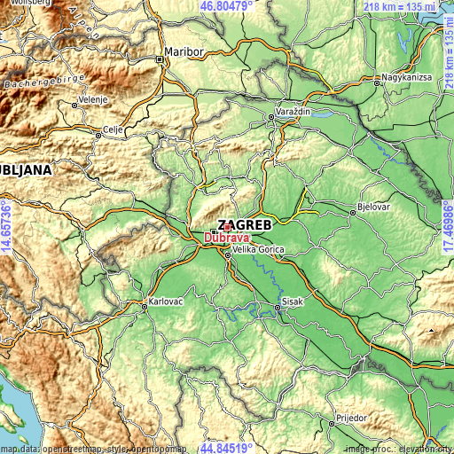 Topographic map of Dubrava
