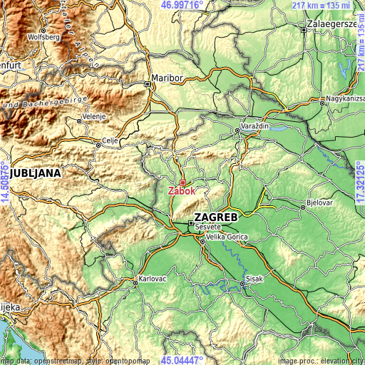 Topographic map of Zabok