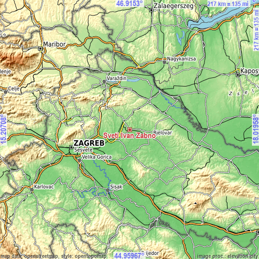 Topographic map of Sveti Ivan Žabno