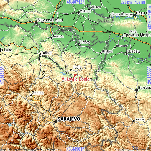 Topographic map of Vukovije Donje