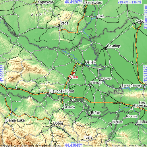 Topographic map of Vuka