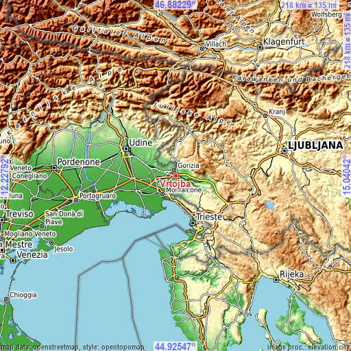 Topographic map of Vrtojba