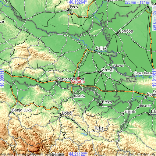 Topographic map of Vrpolje