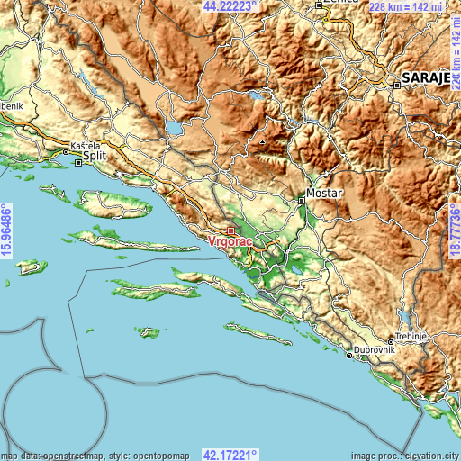 Topographic map of Vrgorac