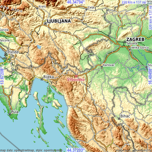 Topographic map of Vrbovsko