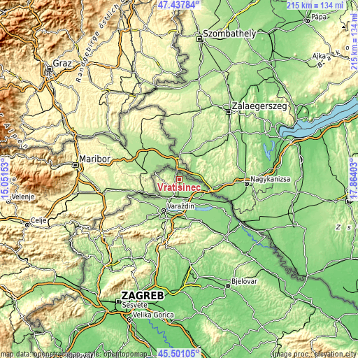 Topographic map of Vratišinec