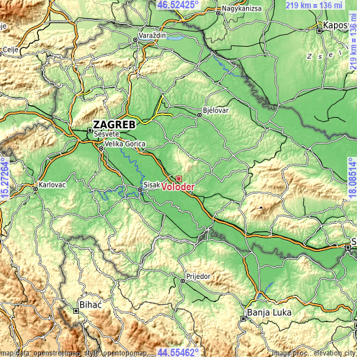 Topographic map of Voloder