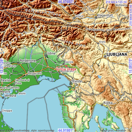 Topographic map of Volčja Draga