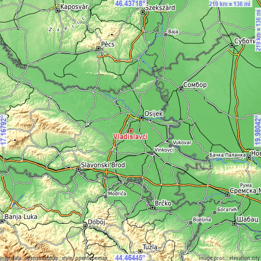 Topographic map of Vladislavci